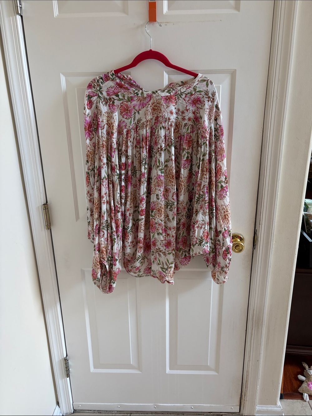 Johnny Was Floral Peasant Blouse - Pink & Cream - Picture 3 of 3